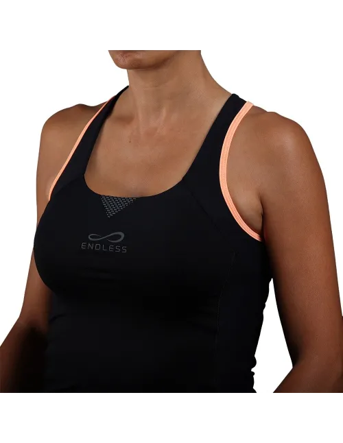 Camiseta Endless Starlett 30200 Black Salmon Mujer | Ofertas de pádel